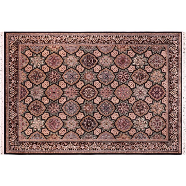 Shabby Chic Firdous Pak-Persian Black/Multi Wool Rug - 9'2'' X 12'1'' For Sale - Image 9 of 9