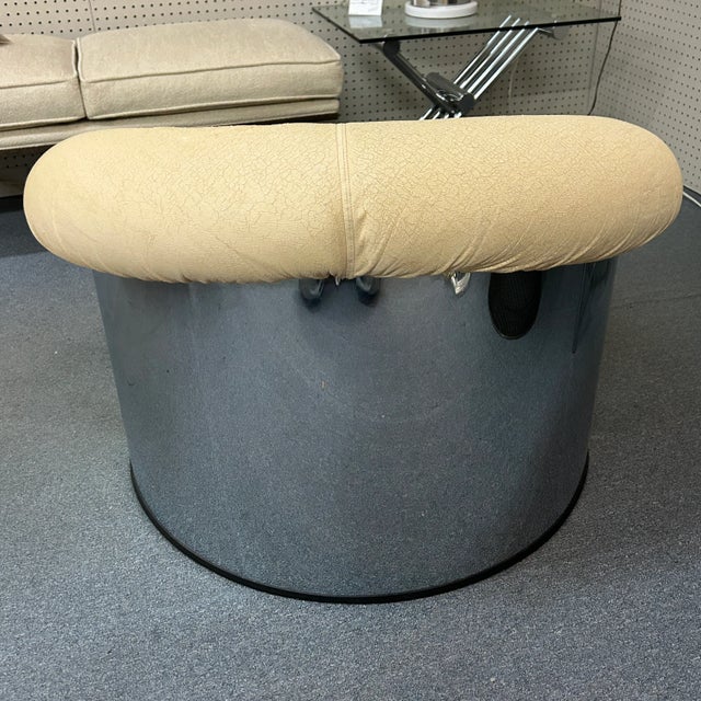 1970s Lennart Bender Style Mod Circular Bean Bag Lounge Chair With Belts For Sale - Image 4 of 8