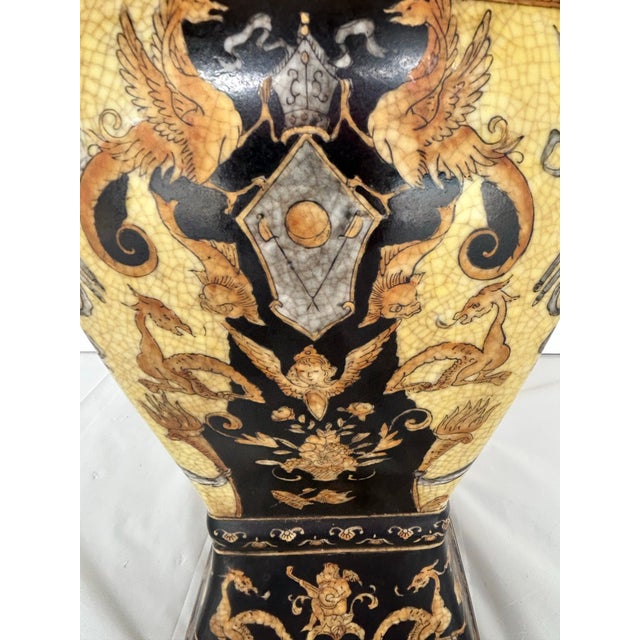 Black Vintage Ceramic United Wilson (Juwc) Renaissance Revival Lidded Vessel For Sale - Image 8 of 10