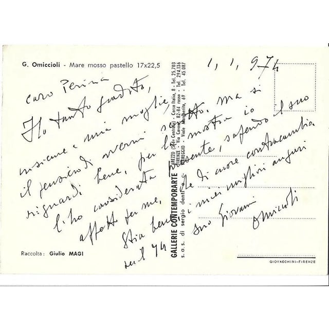 Autograph Postcard Signed by the Italian artist Giovanni Omiccioli to Silvio Perina, the director of the CIM warehouses in...