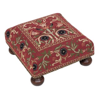 Primrose Red Tapestry Footstool For Sale