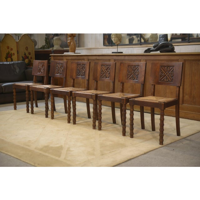 Oak Chairs by Charles Dudouyt, 1950s, Set of 6 For Sale - Image 13 of 13