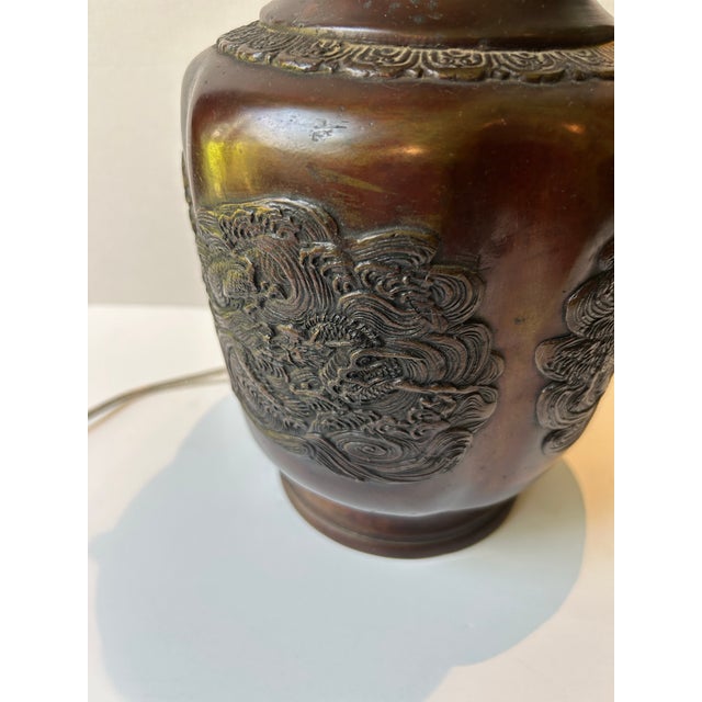 Metal Late 19th Century Japanese Meiji Bronze Vase Lamp For Sale - Image 7 of 11