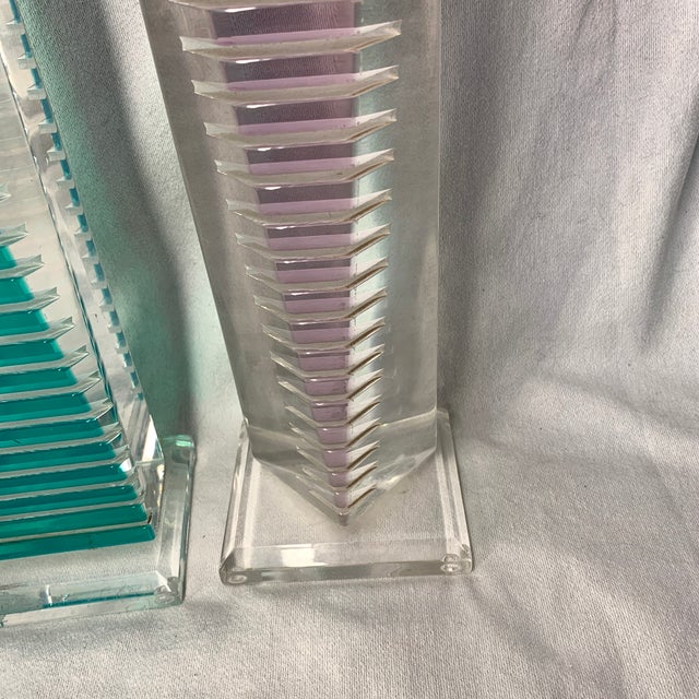 Shlomi Haziza Geometric Acrylic Tower Sculptures - Pair For Sale In Chicago - Image 6 of 8
