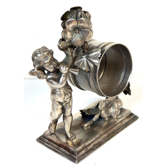 Late 19th Century Victorian Figural Silver- Plated Cherub Napkin Ring by Simpson, Hall & Miller For Sale - Image 5 of 10