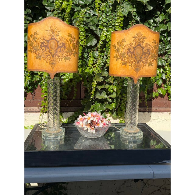 A Stunning and very rare pair of lamps th at I put together . Classical Neoclassical Collum Lamps with Bronze trim base ....