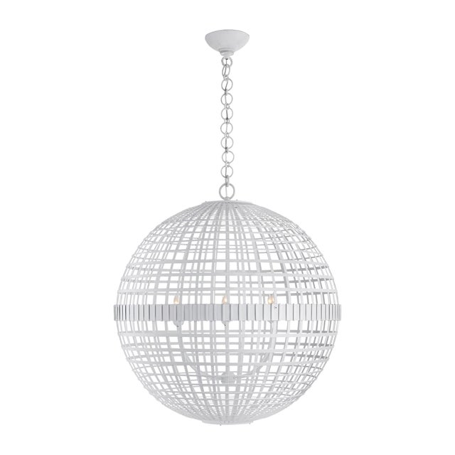 A beautifully crafted plaster white orb that lets the light shine. The striated design creates a beguiling interplay...