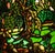 Green Modern Landscape Electrified Stained Glass Panel For Sale - Image 8 of 11