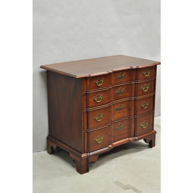 Chippendale Vintage Chippendale Style Solid Mahogany Block Front Bachelor Chest of Drawers For Sale - Image 3 of 18