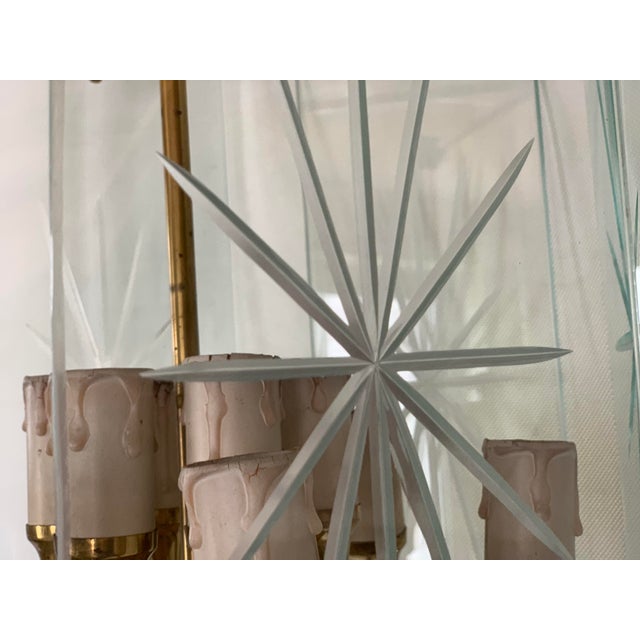 Art Deco Large Wall Lamps and Chandelier with 12 Lamps, 1970s, Set of 3 For Sale - Image 17 of 18