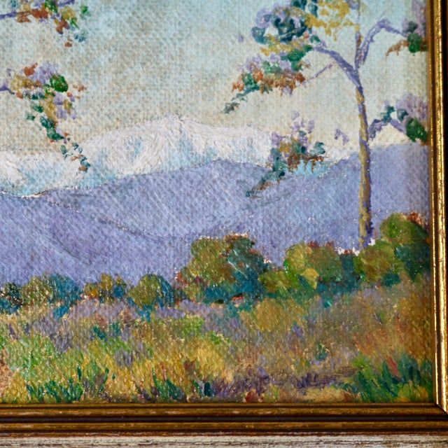 Wood Mid 20th Century Miniature Mountain Landscape Oil Painting - Unsigned Unknown Artist For Sale - Image 7 of 13