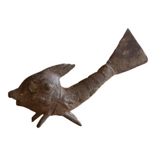 Vintage African Bronze Standing Fish For Sale