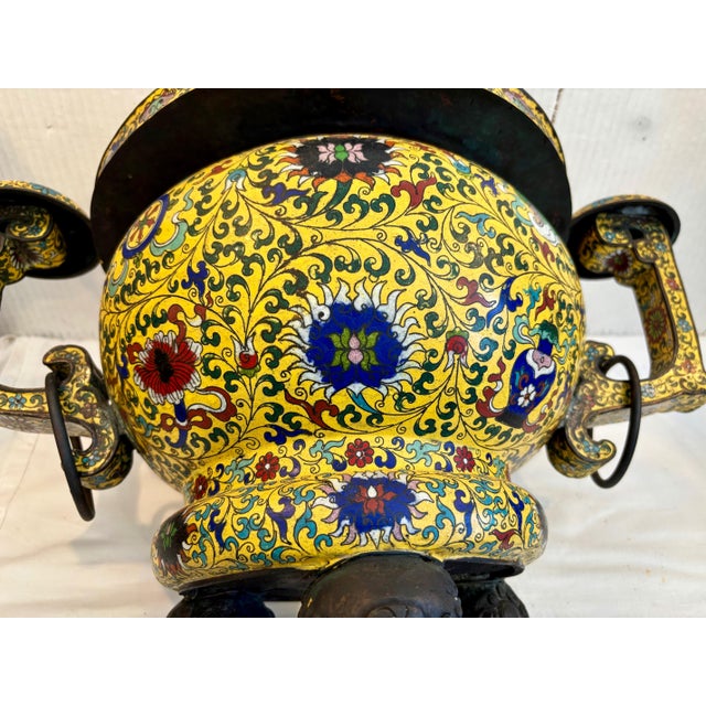1930s Enormous Cloisonné Urn / Brazier For Sale - Image 12 of 12