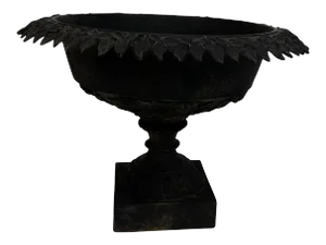 Late 19th Century Victorian Black Cast Iron Jardinière