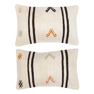 16"x24" SET OF 2 - Vintage Kilim Cushion Covers. A pair of Lumbar Pillow Covers For Sale