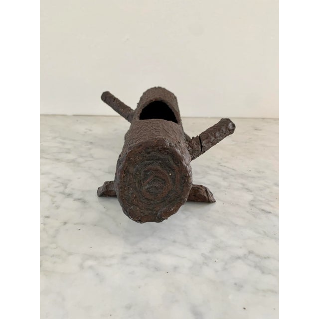 Mid-Century Cast Iron Faux Bois Log Planter For Sale In South Bend - Image 6 of 14