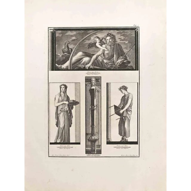 Ancient roman frescoes of herculaneum from the series "antiquities of herculaneum", is an etching on paper realized by...