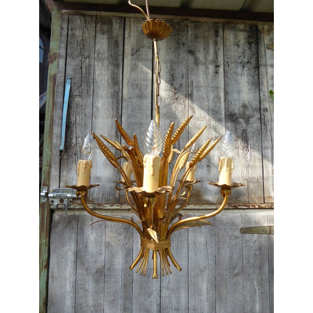 Mid-Century Modern Mid-Century Sheaf of Wheat Chandelier For Sale - Image 3 of 8