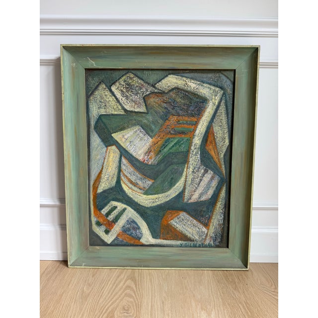 A compelling mid-century abstract oil painting titled “Spring Harmony,” signed lower right J. Siebernthal and presented in...