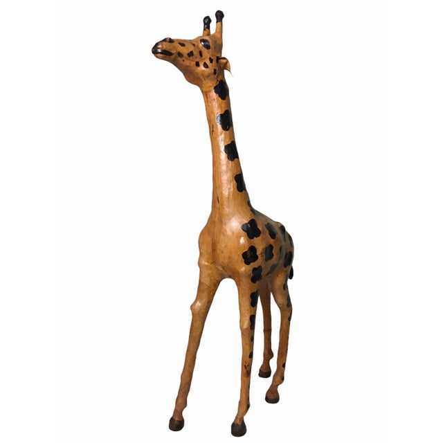 Brown Vintage Leather-Clad Giraffe Figurine For Sale - Image 8 of 12