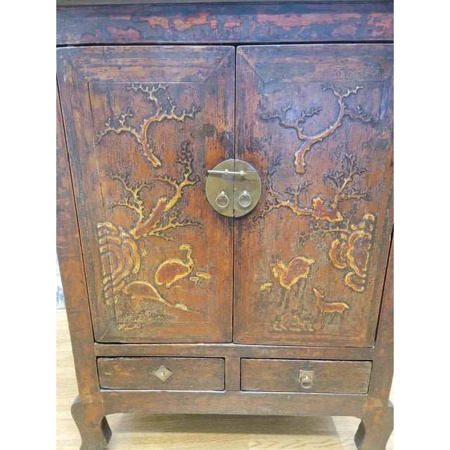 Rustic Antique Shanxi Province Elmwood Lacquered Cabinet For Sale - Image 3 of 12