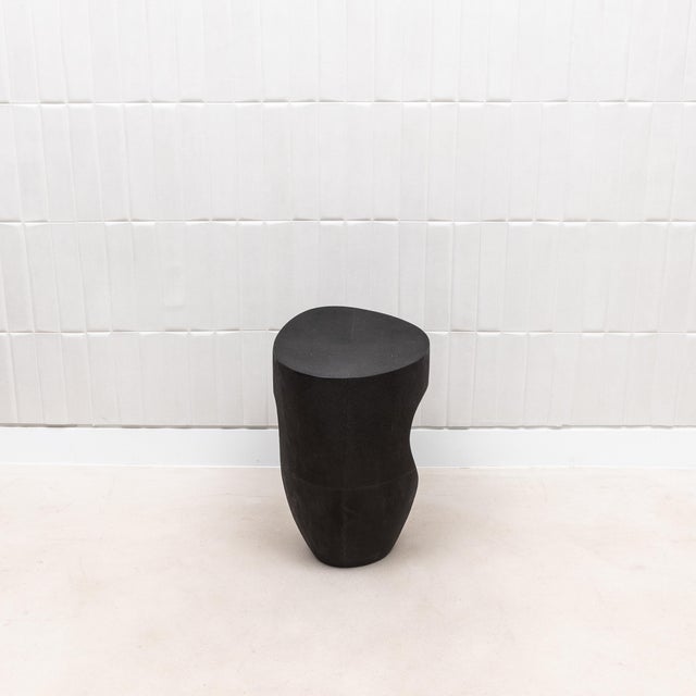 Stool in Black Shagreen With Bronze Patina Brass by R&y Augousti For Sale - Image 10 of 11