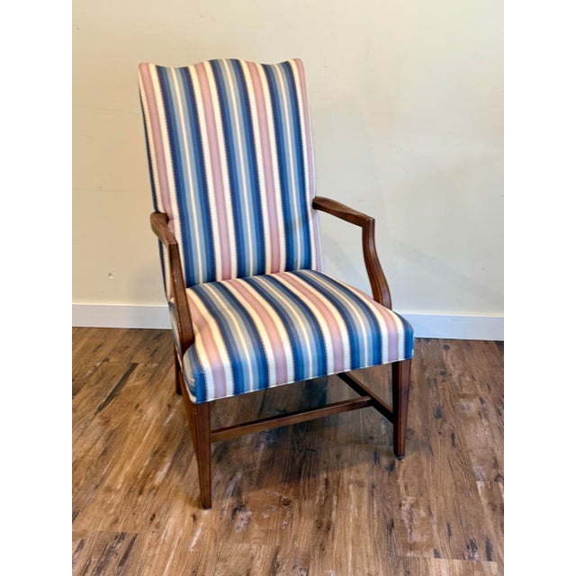 Wood Vintage Ethan Allen Lolling “Martha Washington" Upholstered Accent Chair For Sale - Image 7 of 12