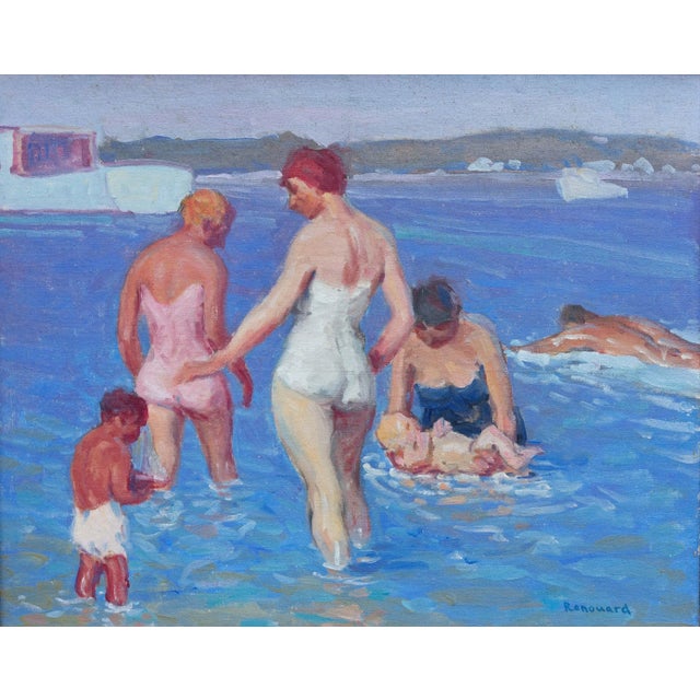 Mid 20th Century Impressionist Painting Beach Scene by George Renouard (American 1885-1954) For Sale - Image 5 of 5