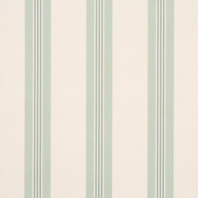 Traditional Sample - Schumacher Chatham Stripe Wallcovering In Celadon For Sale - Image 3 of 6