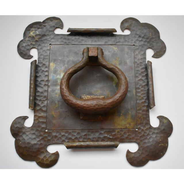 Metal Arts and Crafts Brass Hammered Door Knocker For Sale - Image 7 of 7