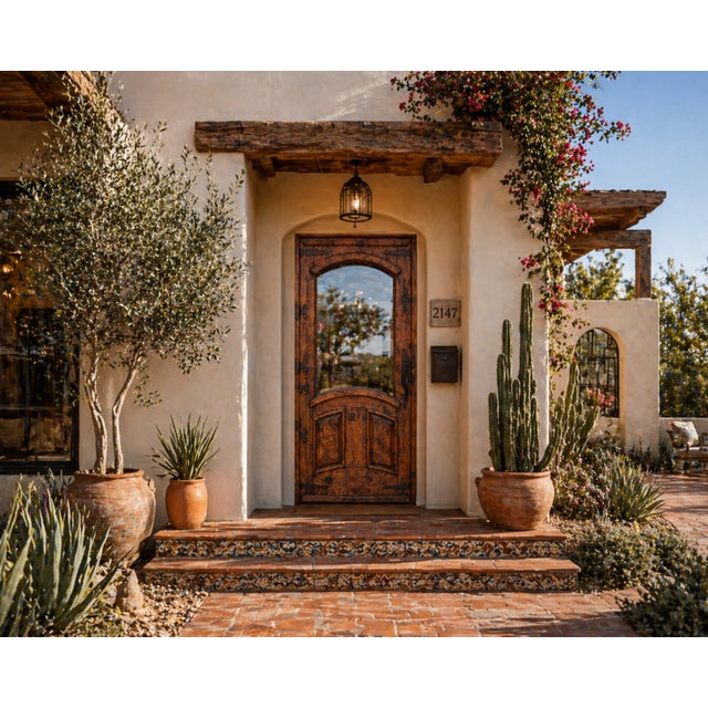 Mexican Handcrafted Solid Wood Rustic Door – Custom Mexican Design Made to Order For Sale - Image 3 of 13