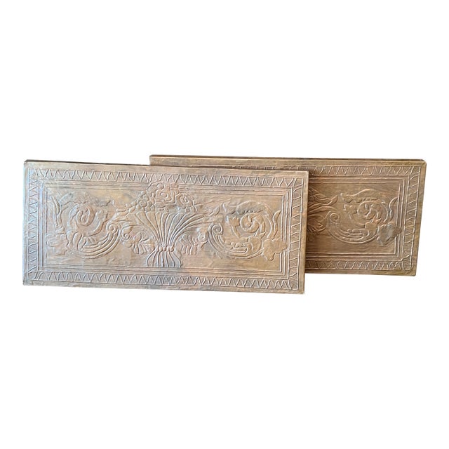 Pair of Hammered Copper Relief Wall Panels For Sale