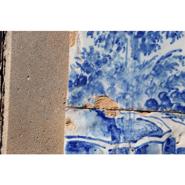 Baroque 18th Century Set of Two Tiles Depicting a Garden Scene, Portuguese For Sale - Image 3 of 8