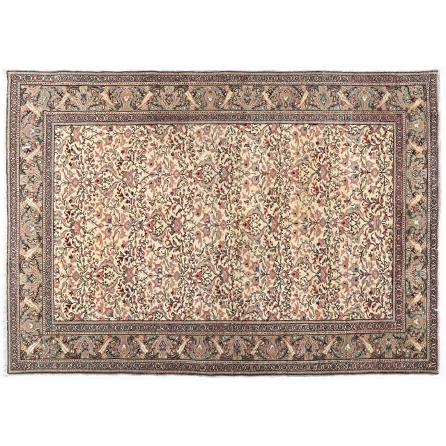 Vintage Hand-Knotted Kayseri Rug – Floral Wool on Cotton Area Carpet -7' X 5' For Sale - Image 12 of 12