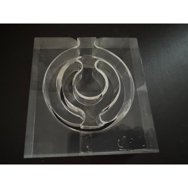 Transparent Vintage Lucite Puzzle Sculpture-Signed For Sale - Image 8 of 9