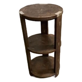 Faux Shagreen Side Table – Modern Accent Table With Textured Finish & Round Tiered Design For Sale