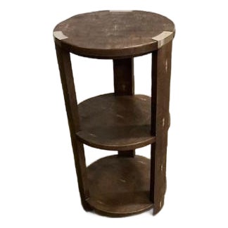 Faux Shagreen Side Table – Modern Accent Table With Textured Finish & Round Tiered Design For Sale