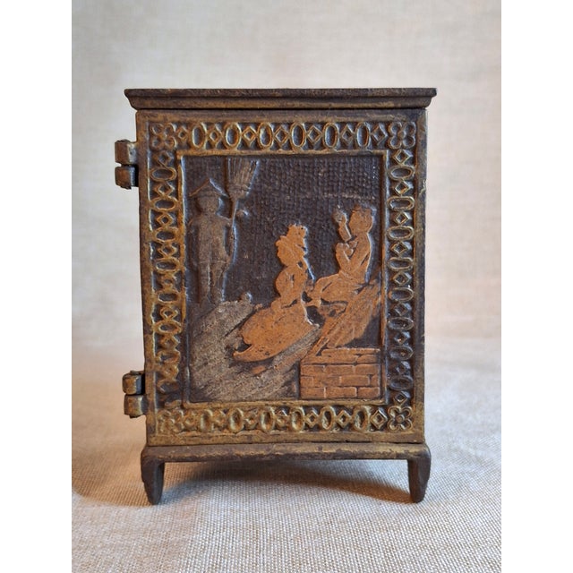 Antique Young America Cast Iron Safe Still Bank Penny Farthing Bicycle J. & E. Stevens C. 1880s For Sale - Image 9 of 13