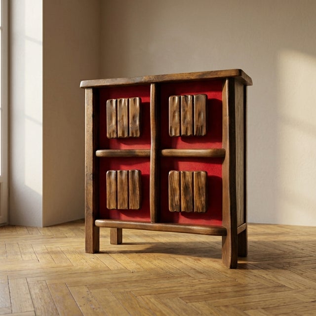 Mid-Century Scandinavian Style Brutalist Backlit Bar Cabinet in Wood, 1970s For Sale - Image 4 of 8