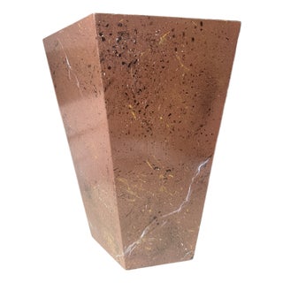 Handmade Wooden Faux Porphyry Marble Wastebasket For Sale
