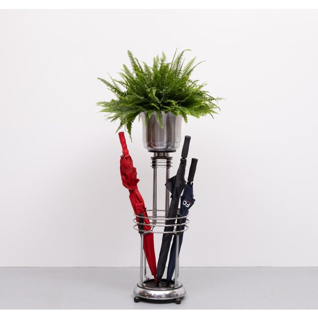 Real Art Deco plant stand and Umbrella stand .Manufactured by High end Company Demeyere Belgium. 1930s Great looking in...