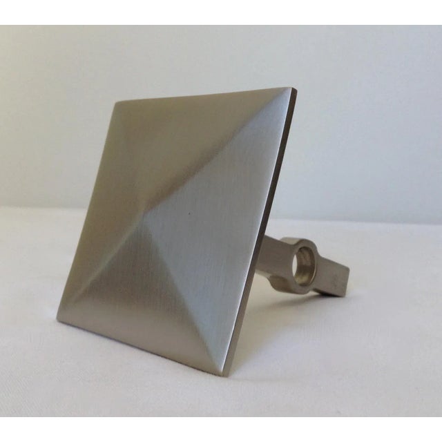 Vintage C.1990's German Blome' (Mfr) "To the Trade," Industry Industrial Brushed Nickel Diamond Point Front Tieback For Sale - Image 11 of 11