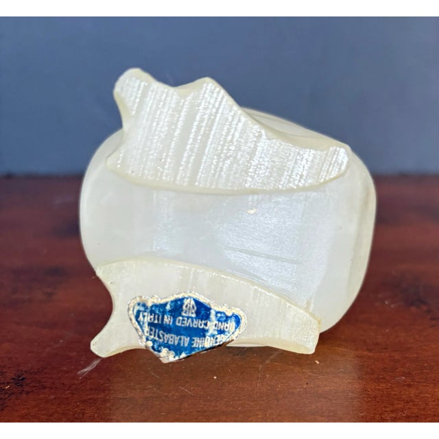 Alabaster Italian Alabaster Sculptural Bird, Hand Carved Stone Duck, Organic Modern Neutral Decor Object For Sale - Image 8 of 10