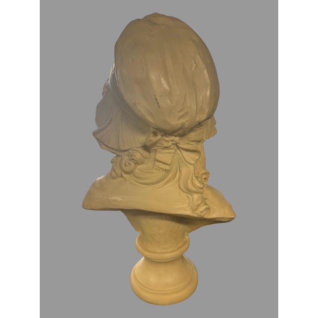 French Vintage Grinham Niam Paris French Resin 18" Peasant Girl Bust Statue Sculpture For Sale - Image 3 of 12