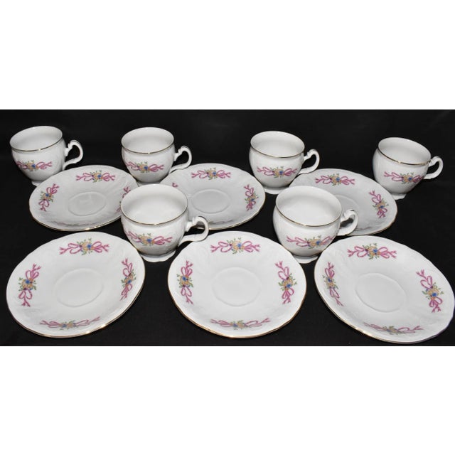 Late 20th Century Concordia Lesov Bohemian Fine Bone China Teacups & Saucers Set- 12 Pieces For Sale In Dallas - Image 6 of 13
