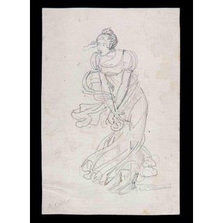 Aristodemo Costoli, Young Lady, Mid-19th Century, Pencil Drawing For Sale