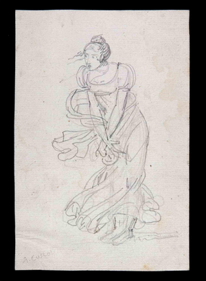 Aristodemo Costoli, Young Lady, Mid-19th Century, Pencil Drawing