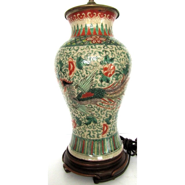 Antique Chinese Ming Dynasty Famille Verte Phoenix Vase Table Lamps - a Pair For Sale - Image 9 of 12