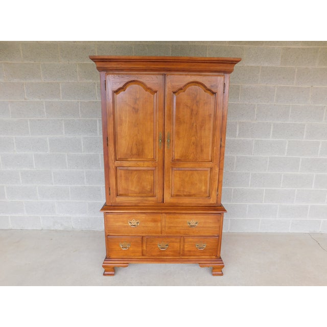 Thomasville Fisher Park Pecan Wood Armoire Tall Chest 1 pc Features quality crafted solid Wood construction Pecan, 4...