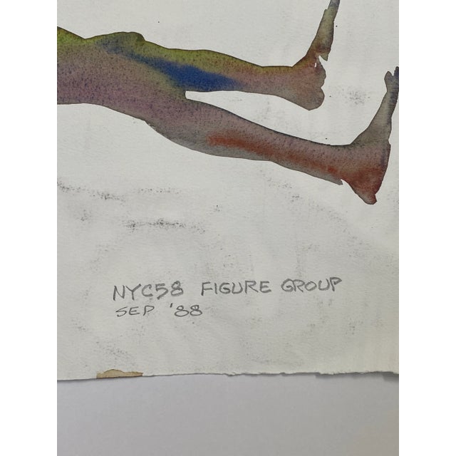 Original Abstract Figurative Watercolor Painting by Jon Hall 1988 For Sale In Seattle - Image 6 of 6
